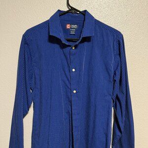 Chaps Blue/White Striped Dress Shirt XL (18/20) Long Sleeve Button-up